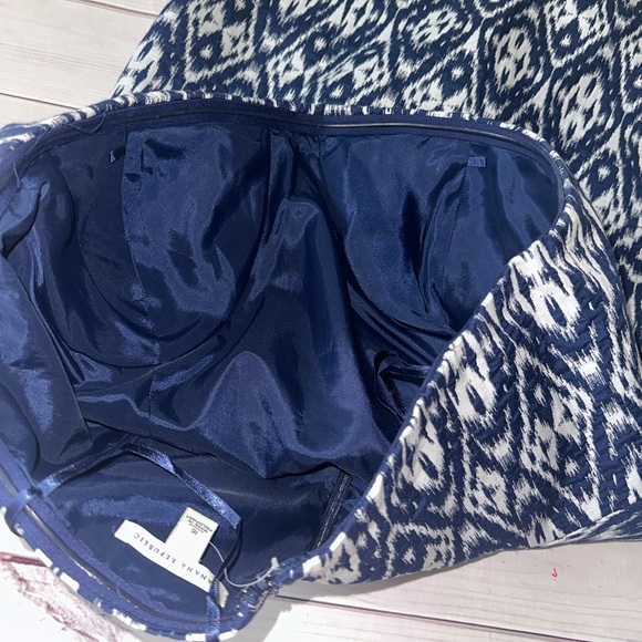 Banana Republic Blue & White Strapless Sheath Dress Size 16 Lined Formal Dressy - Picture 3 of 12